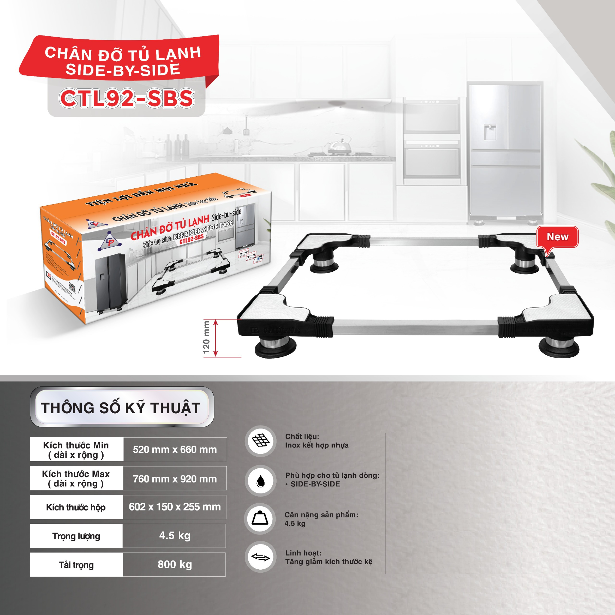 Chân Đế Đa Năng Máy Giặt Tủ Lạnh Cảnh Phong CTL SBS