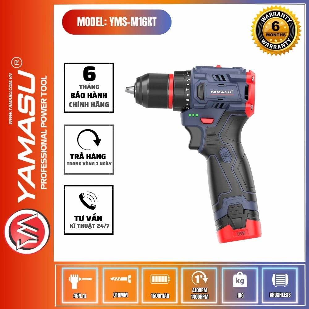 Máy khoan pin 16V Yamasu YMS-M16KT ( 2 Pin)