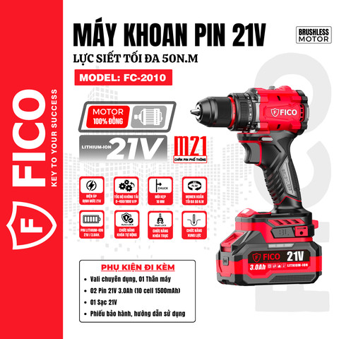 Máy khoan pin V N m Fico FC