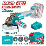 Máy mài góc không chổi than dùng pin 42V TOTAL TAGLI4128102
