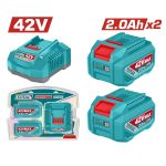 Bộ 2 pin Lithium 42V/ 2.0Ah và 1 sạc 42V - TOTAL TFBCPM20221