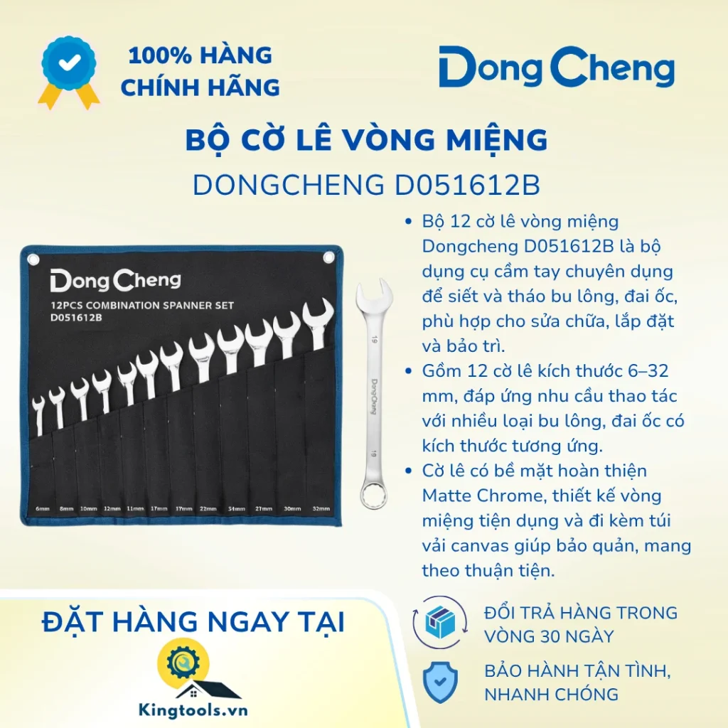 BỘ CỜ LÊ VÒNG MIỆNG DONGCHENG D051612B 12 CỜ LÊ (6-32MM) bo co le vong mieng db ()