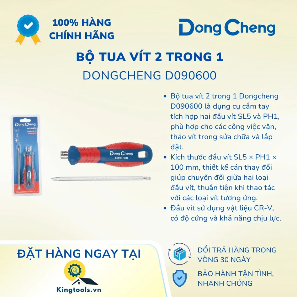BỘ TUA VÍT 2 TRONG 1 DONGCHENG D090600 PH1×100MM bo tua vit trong d ()