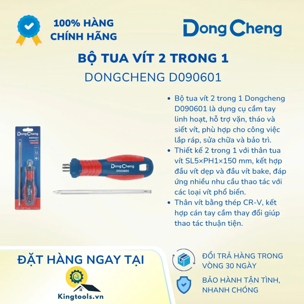 BỘ TUA VÍT 2 TRONG 1 DONGCHENG D090601 PH1×150MM bo tua vit trong d ()