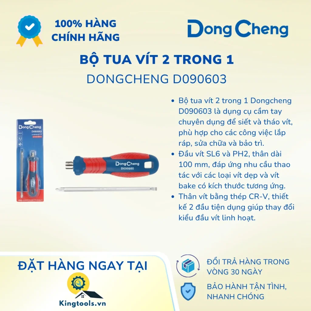 BỘ TUA VÍT 2 TRONG 1 DONGCHENG D090603 PH2X100MM bo tua vit trong d ()