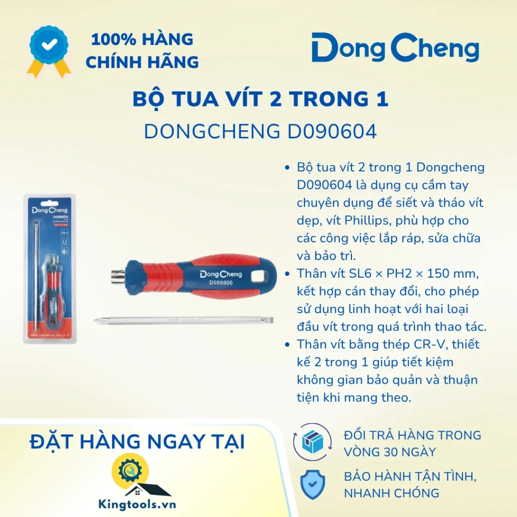 BỘ TUA VÍT 2 TRONG 1 DONGCHENG D090604 PH2X150MM bo tua vit trong d ()