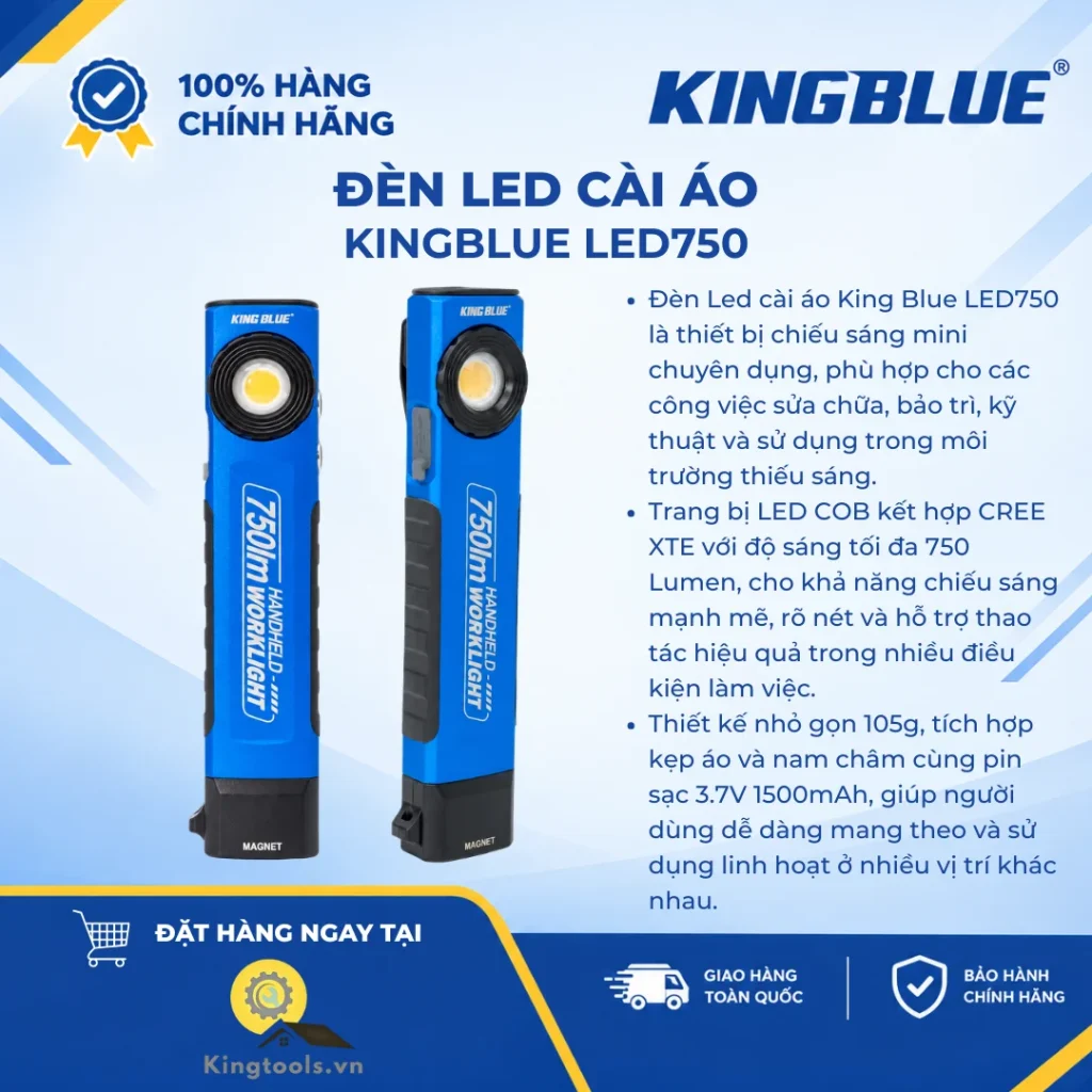 ĐÈN LED CÀI ÁO KING BLUE LED750 750 LUMEN den led cai ao king blue led ()