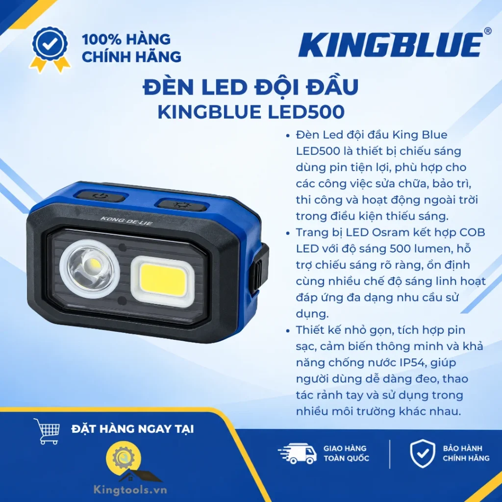 Đèn Led Đội Đầu King Blue LED500 (500 Lumen) Chính Hãng, Giá Tốt den led doi dau king blue led ()