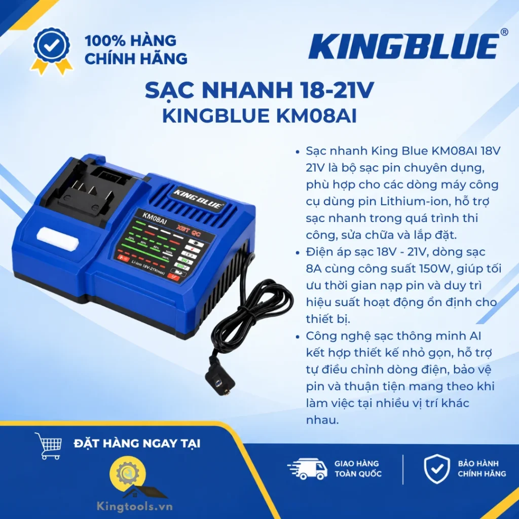 SẠC NHANH KING BLUE KM08AI 18V-21V sac nhanh king blue kmai ()