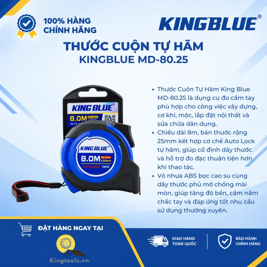 THƯỚC CUỘN TỰ HÃM KING BLUE MD-80.25 8X25MM thuoc cuon tu ham md ()