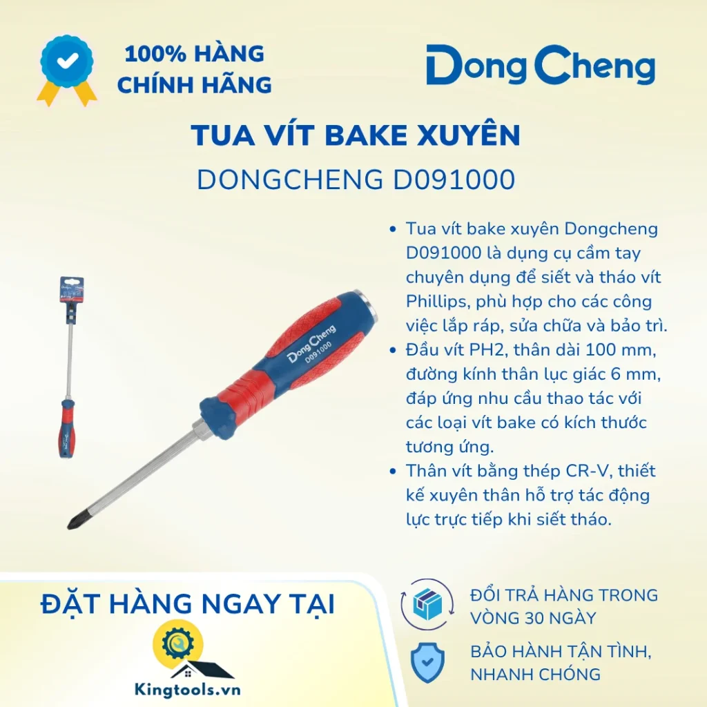 TUA VÍT BAKE XUYÊN DONGCHENG D091000 PH2X100MM tua vit bake xuyen d ()